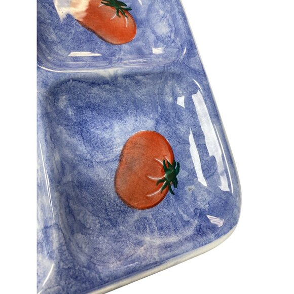 Ceramica JRM Handcrafted Stoneware Divided fruite pitcher art Serving plate 11.5 - Picture 4 of 10